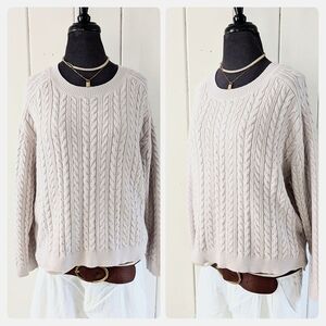 Cable Knit Crewneck Sweater for Spring sz L